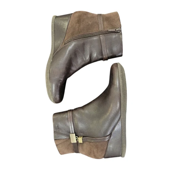 Geox Respira Amelia Brown Ankle Boots Suede Leather Wedge Booties Women’s 38.5 - Picture 9 of 16